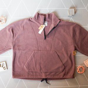 NWT PINK by Victoria's Secret Fleece Half-Zip Crop Sweatshirt Small
